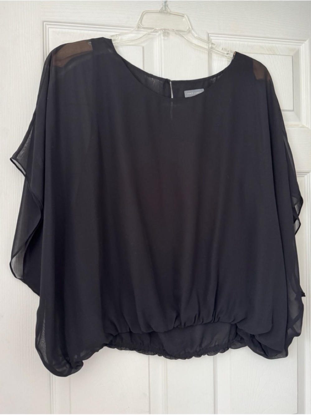 Vince Camuto Black Chiffon Dolman Blouse
